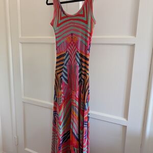 Colorful Geometric Maxi Dress By Fuzzi Made In Italy